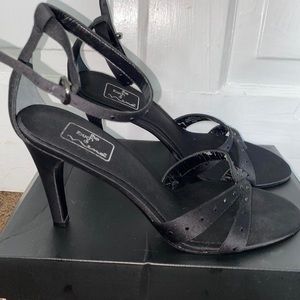 Nina black satin bling heels